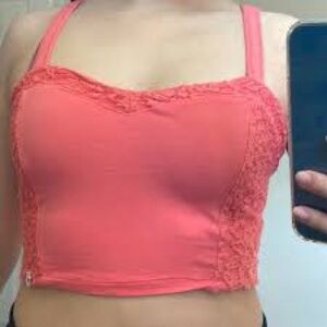 Hollister Pink Lace Crop Top